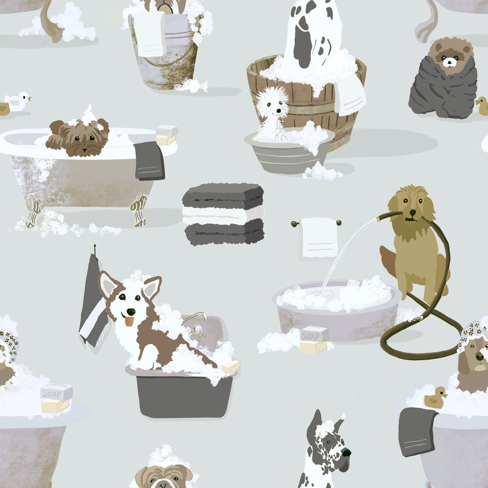 pups in a tub gray