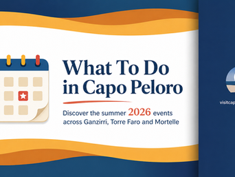 Cover image for the Capo Peloro Summer 2026 events guide, including Ganzirri, Torre Faro and Mortelle.