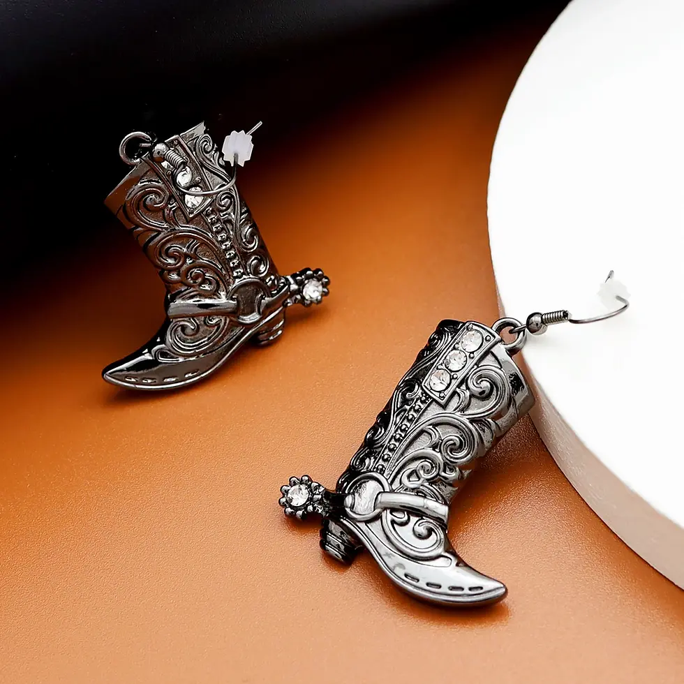 Thumbnail: Vintage Stainless Steel Hook Cute Boots Crystal Earrings