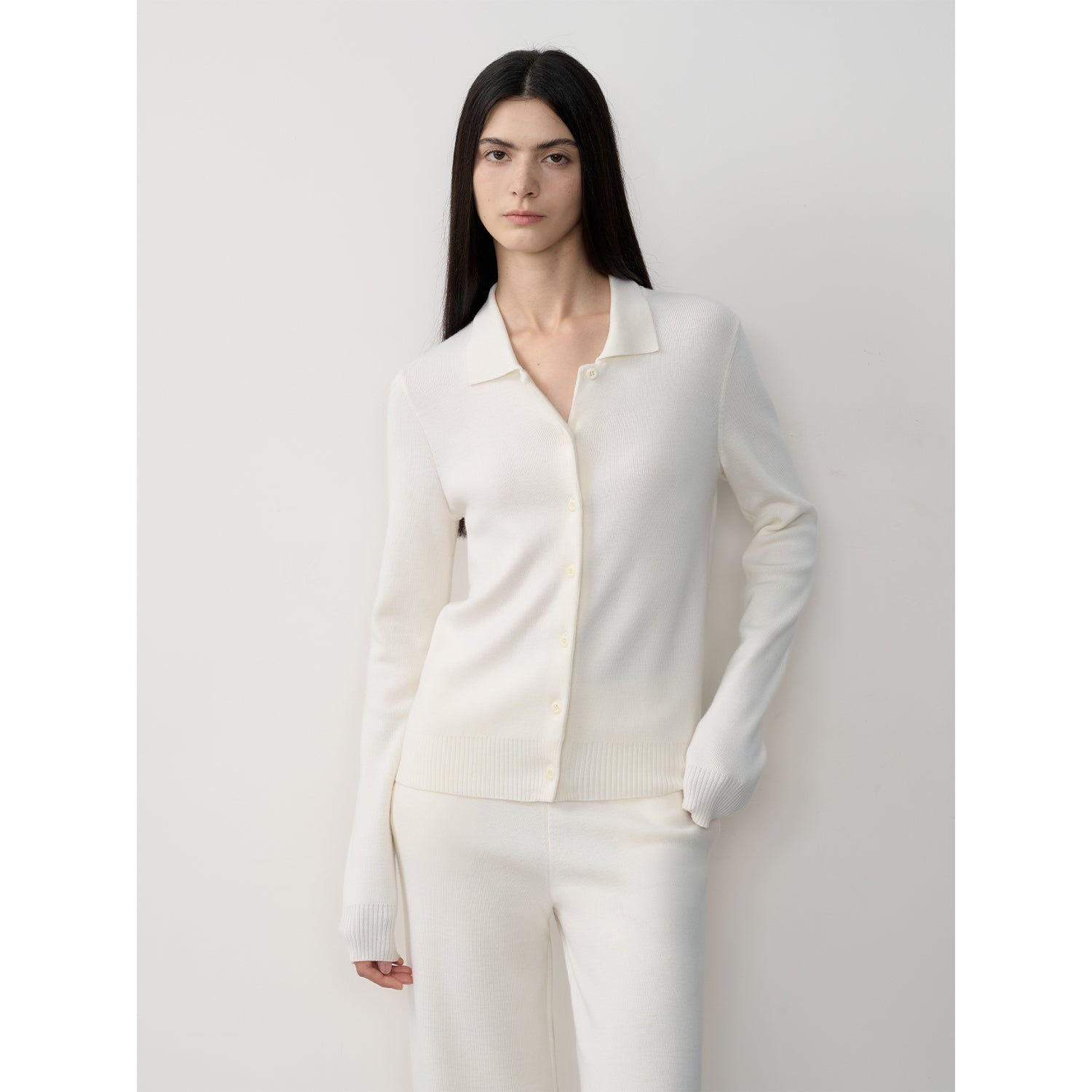 Straight leg knitted pant suit