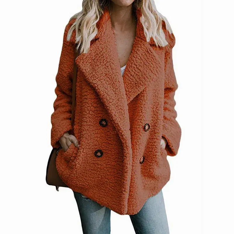 Thumbnail: Plush winter jacket with loose collar and pockets