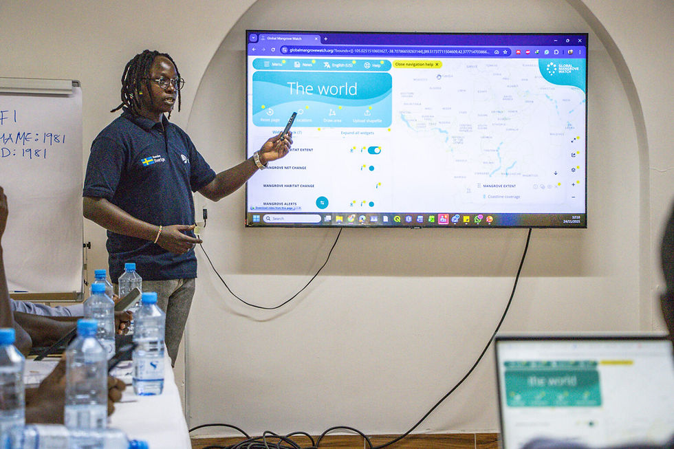 Edmund Kuto, Wetlands International, giving a Global Mangrove Watch training