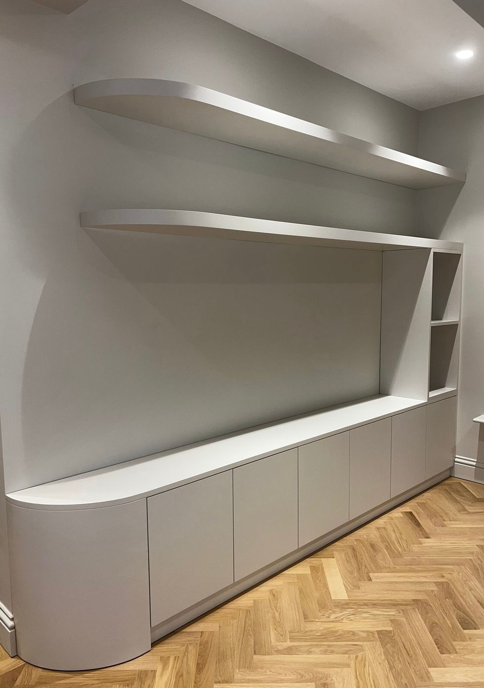 Living room TV unit with storage space and shelves