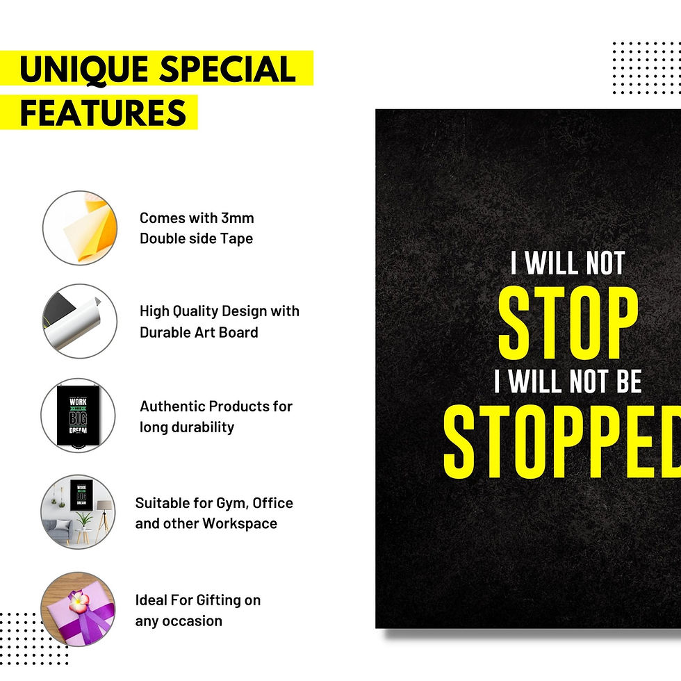 Thumbnail: I will Not Stop Motivation Quotes -  Wall Poster