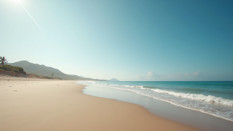 Eye-level view of a pristine beach with gentle waves