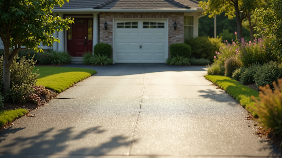 High angle view of a driveway being sealed on a sunny summer day