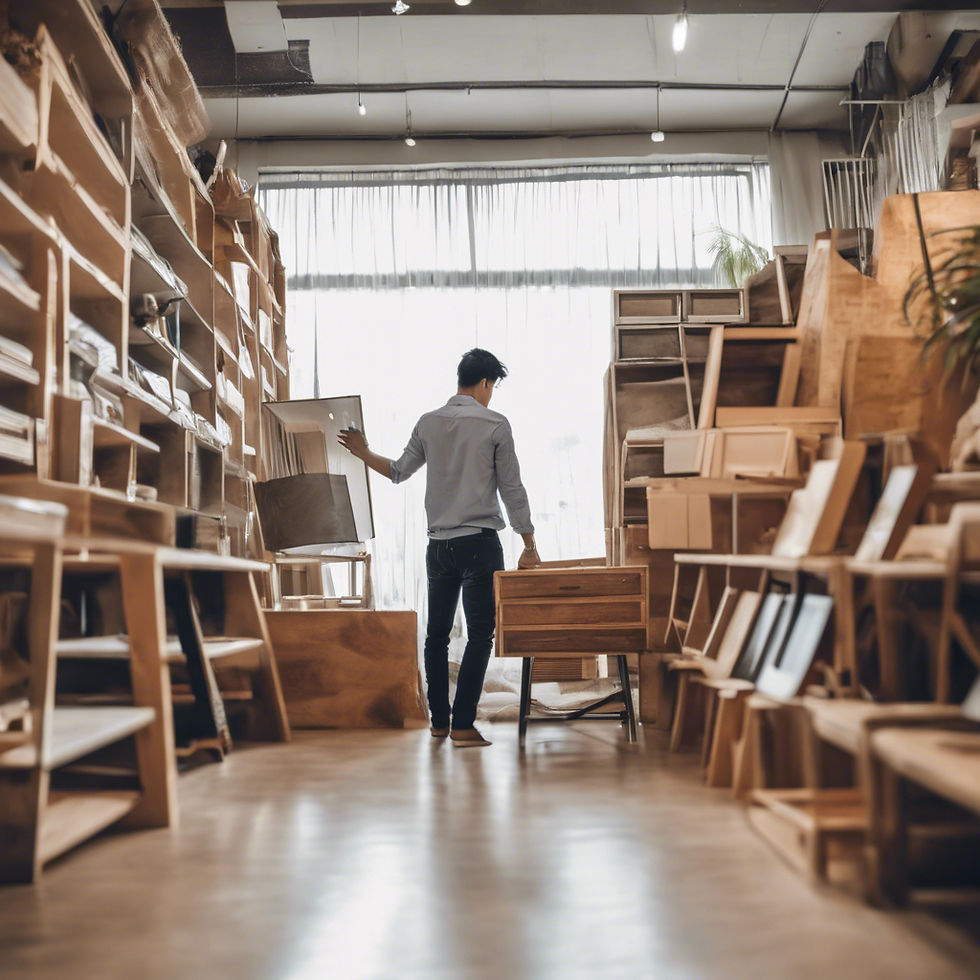 A man choosing wooden furnitures