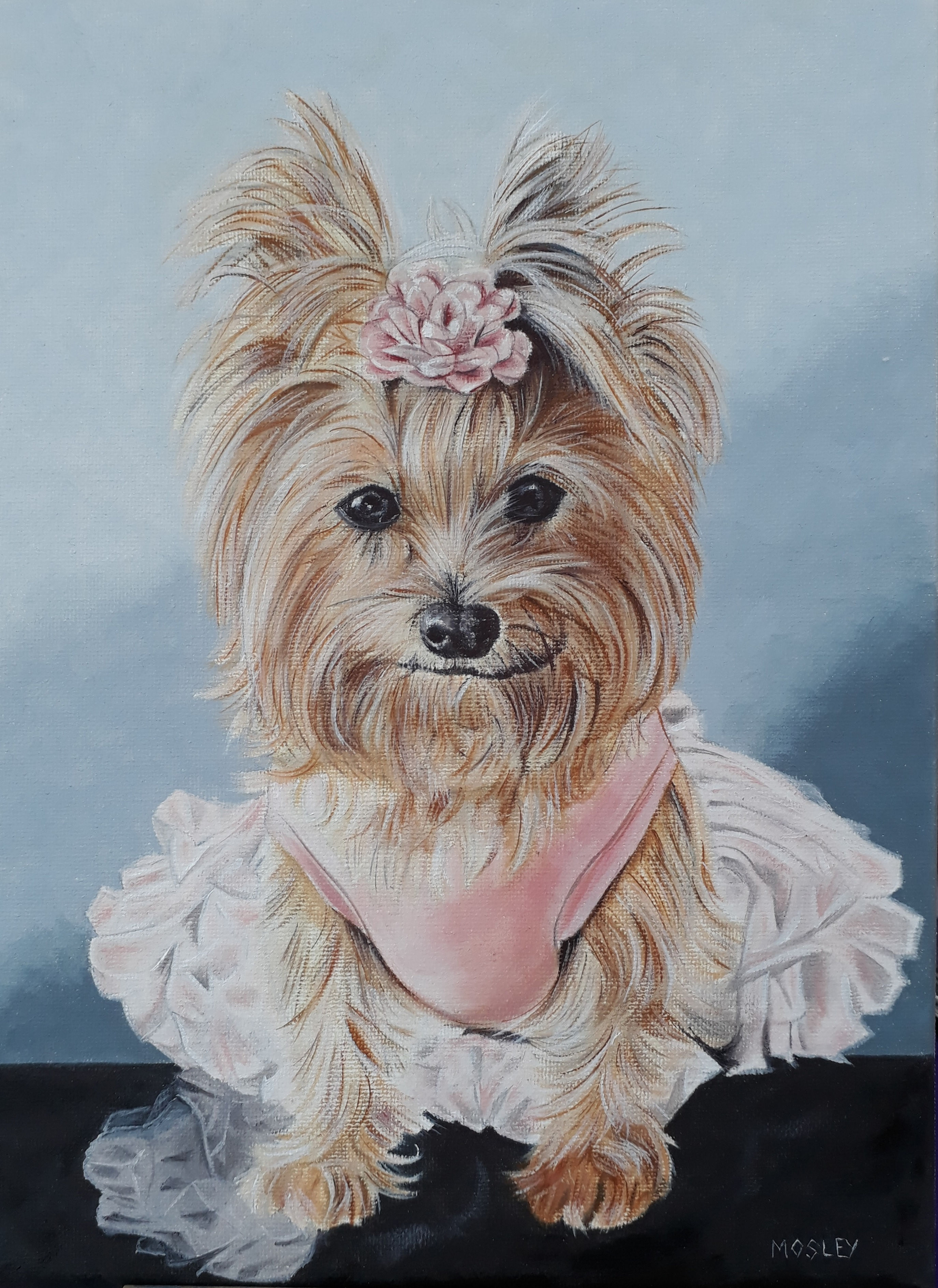 Yorkie in a Tutu painting A4 print