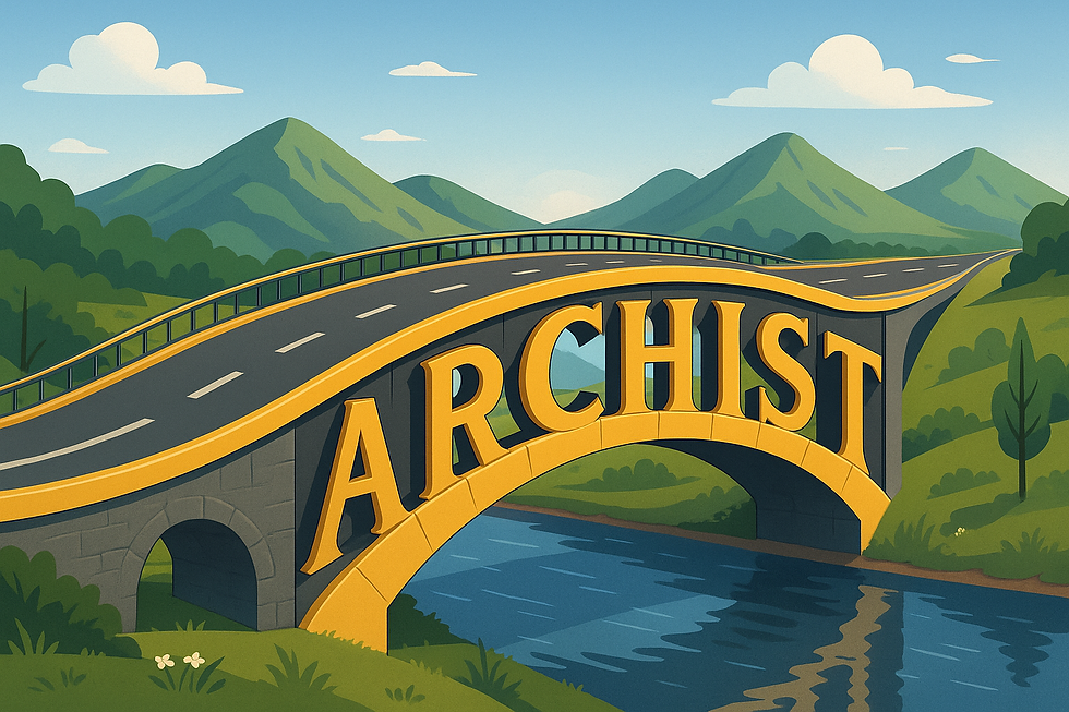 Illustration of ARCHIST's logo as a bridge