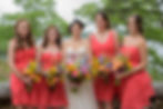 Bride & Pink Bridesmaid portrait on the patio at the Estate at Moraine Farm