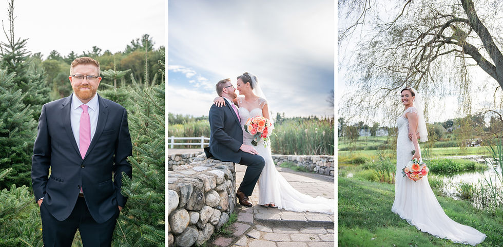 Bride and Groom Portraits at at Merrimack Valley Country Club