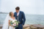 Bride and Groom Smiling Dowses Beach Cape Cod