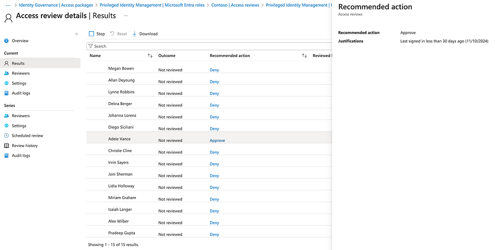 Microsoft Entra detailed settings for Access Review notifications and reminders.