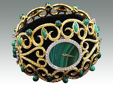 Piaget gold watch set with malachite sold by Suffolk auctioneers Lockdales