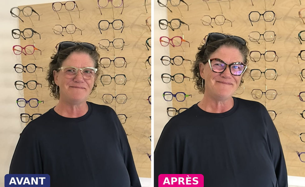 Avant et après : une cliente change de monture et de style, à 18 minutes de Huy