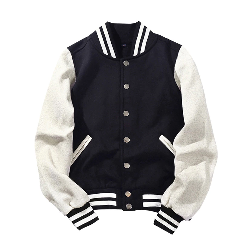 Thumbnail: SMART Spliced Brand Single Breasted Patchwork Short Style Rib Sleeve Bomber 
