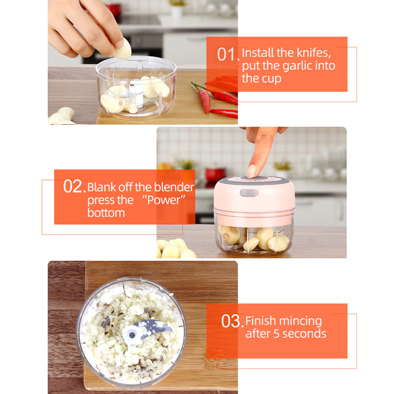 Thumbnail: SMART Garlic Masher Meat Grinder Mini Food Garlic Vegetable Chopper 