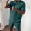 Thumbnail: SMART Men Casual Sports Set Solid Color Plaid Short Sleeved Shorts Sets Mens 