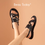 Thumbnail: SMART Sandals Women Cow Leather Cross-over Strap Braided Look Metal Buckle 