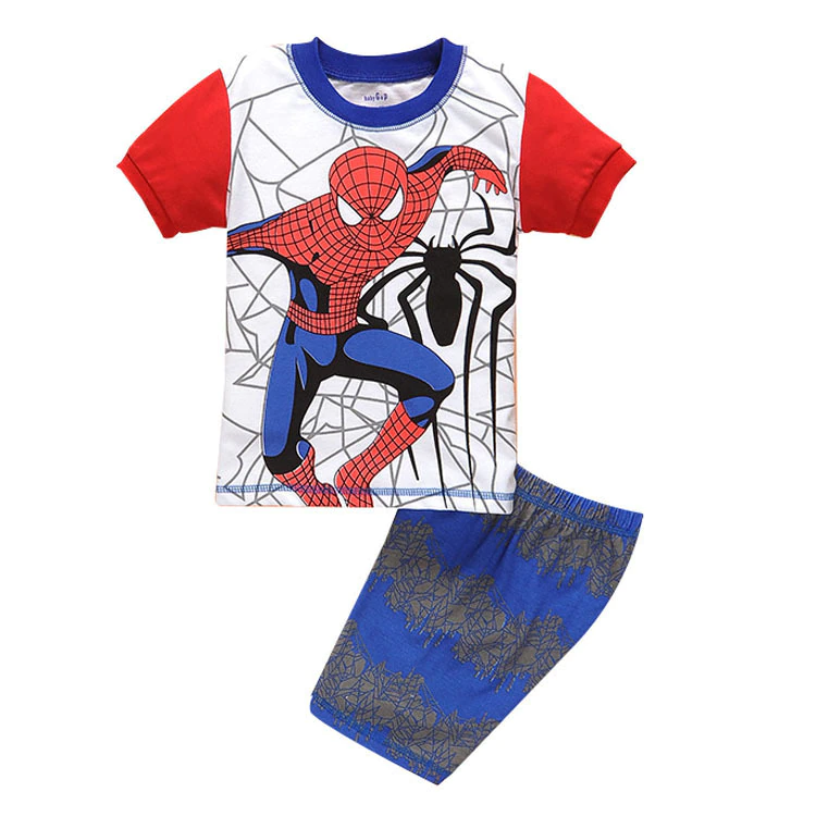 Thumbnail: SMART Summer Children Cotton Pajamas Cartoon Spiderman Baby Set Clothing Kids 