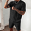 Thumbnail: SMART Men Casual Sports Set Solid Color Plaid Short Sleeved Shorts Sets Mens 