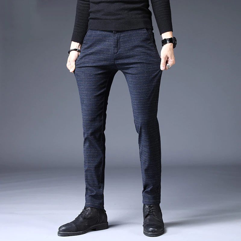 Thumbnail: SMART QUALITY Casual Pants Slim Cotton Pant Straight Trousers Fashion Stretch