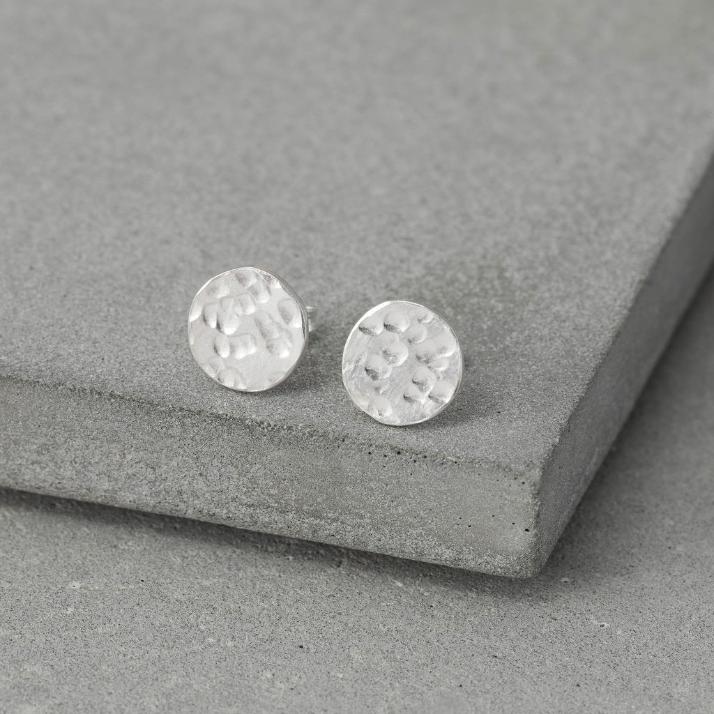 Full Moon Textured Stud Earrings
