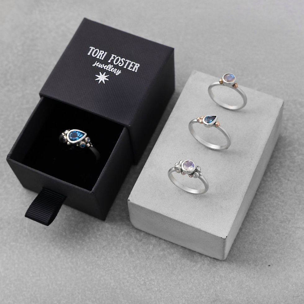 Thumbnail: Topaz and Gemstone Cluster Ring - size T1/2