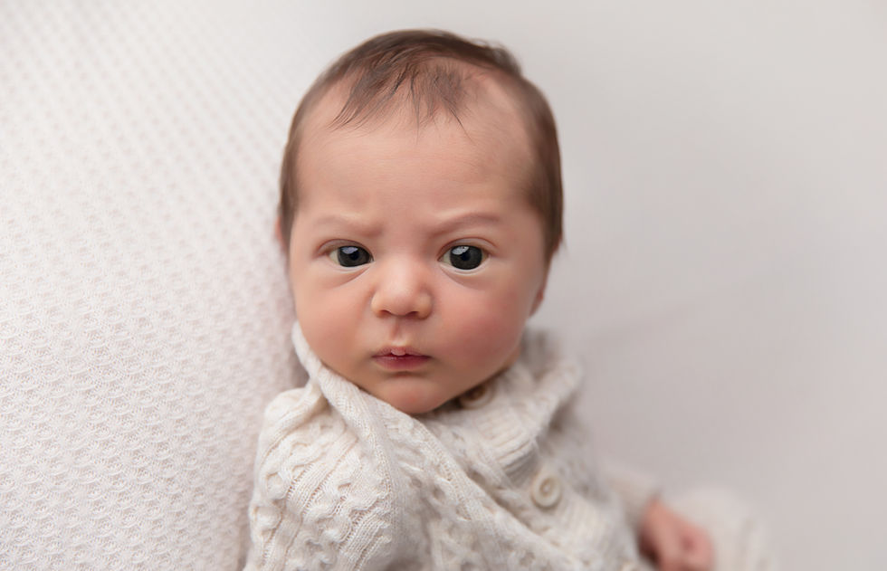 Sydney Hills District Parramatta Hawkesbury Newborn Photography studio baby boy with eyes open