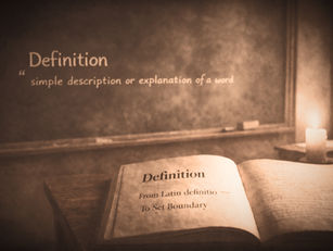 Chalkboard with assumed Definition, Book with actual etymology