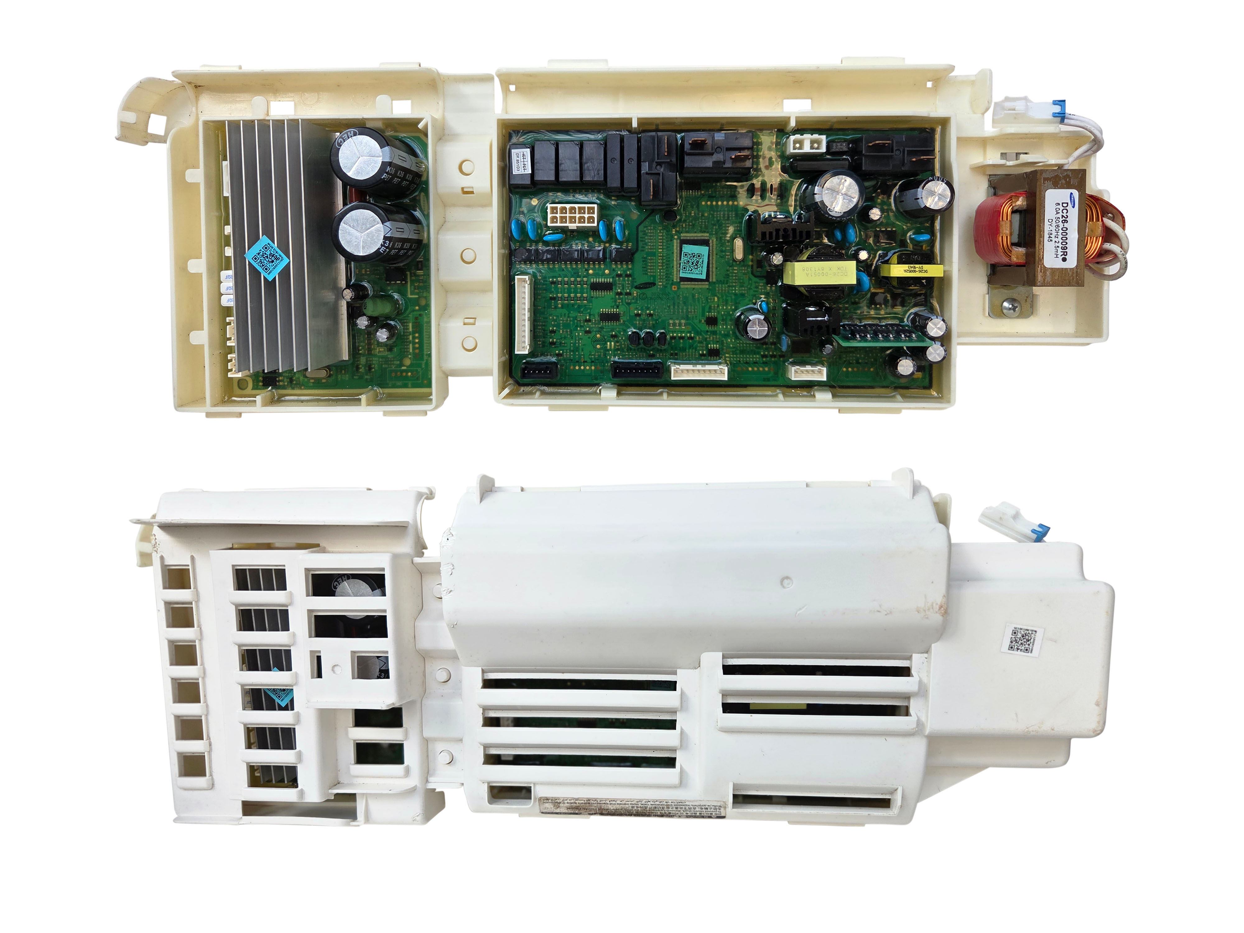 Vista frontal y posterior del panel original Whirlpool W11049339 para lavadora carga frontal.
