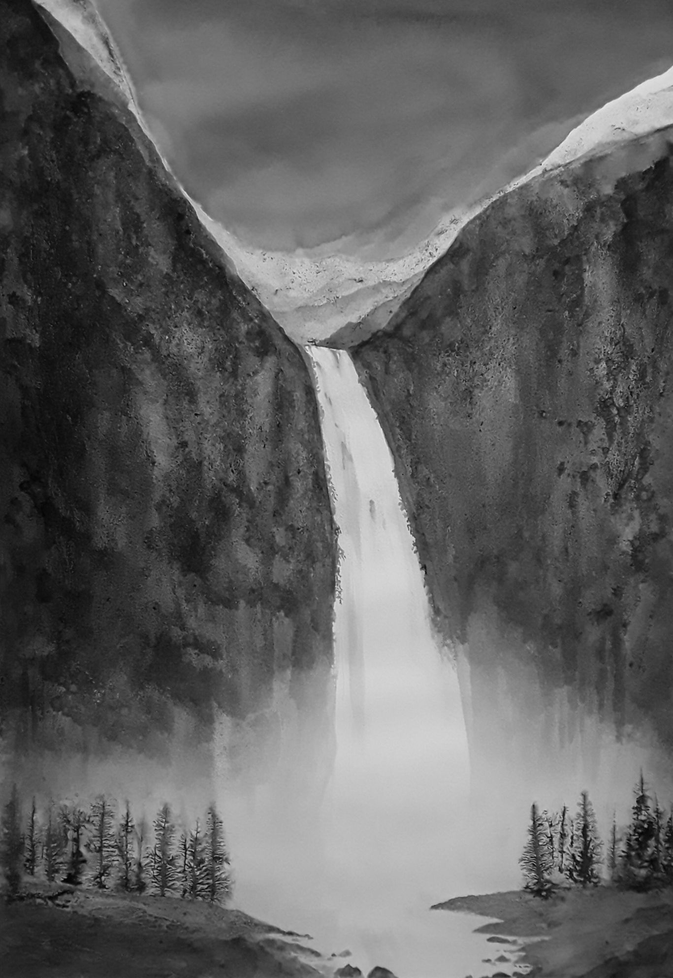 Waterfall mist ascending