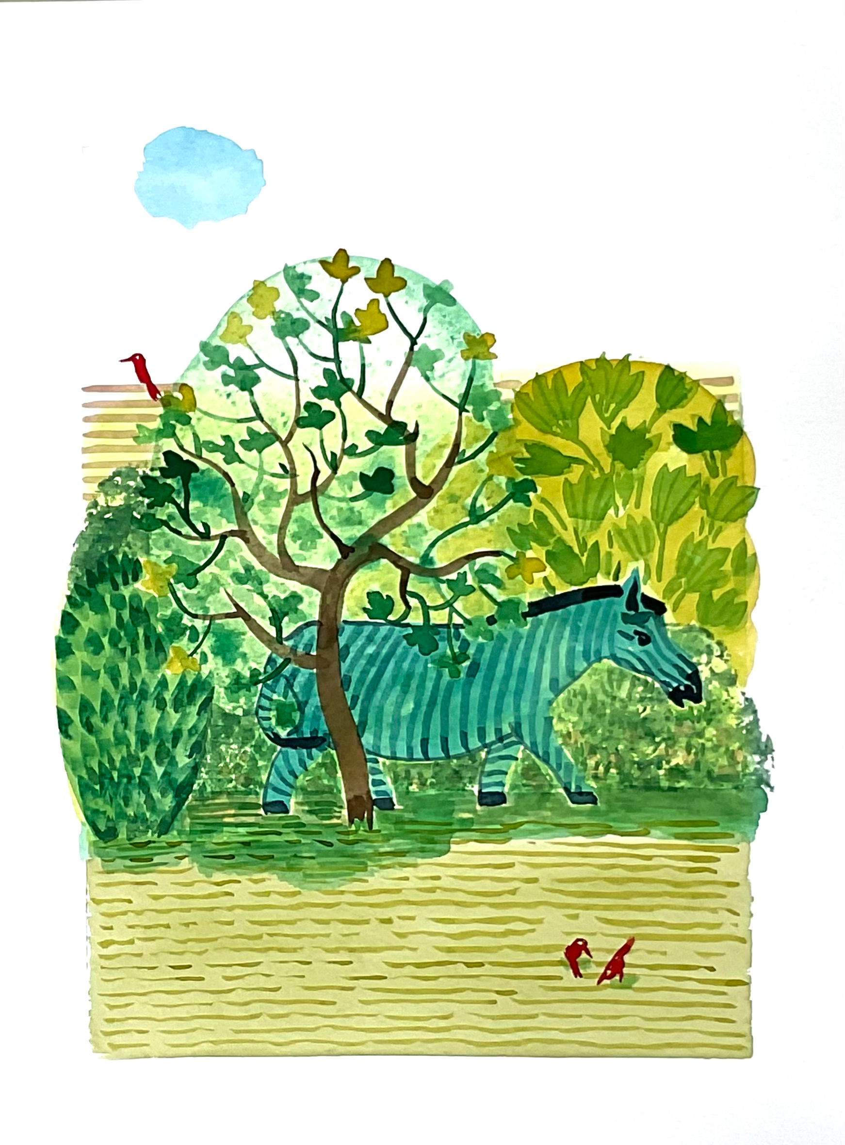 Garden Safari - Red birds on the lawn