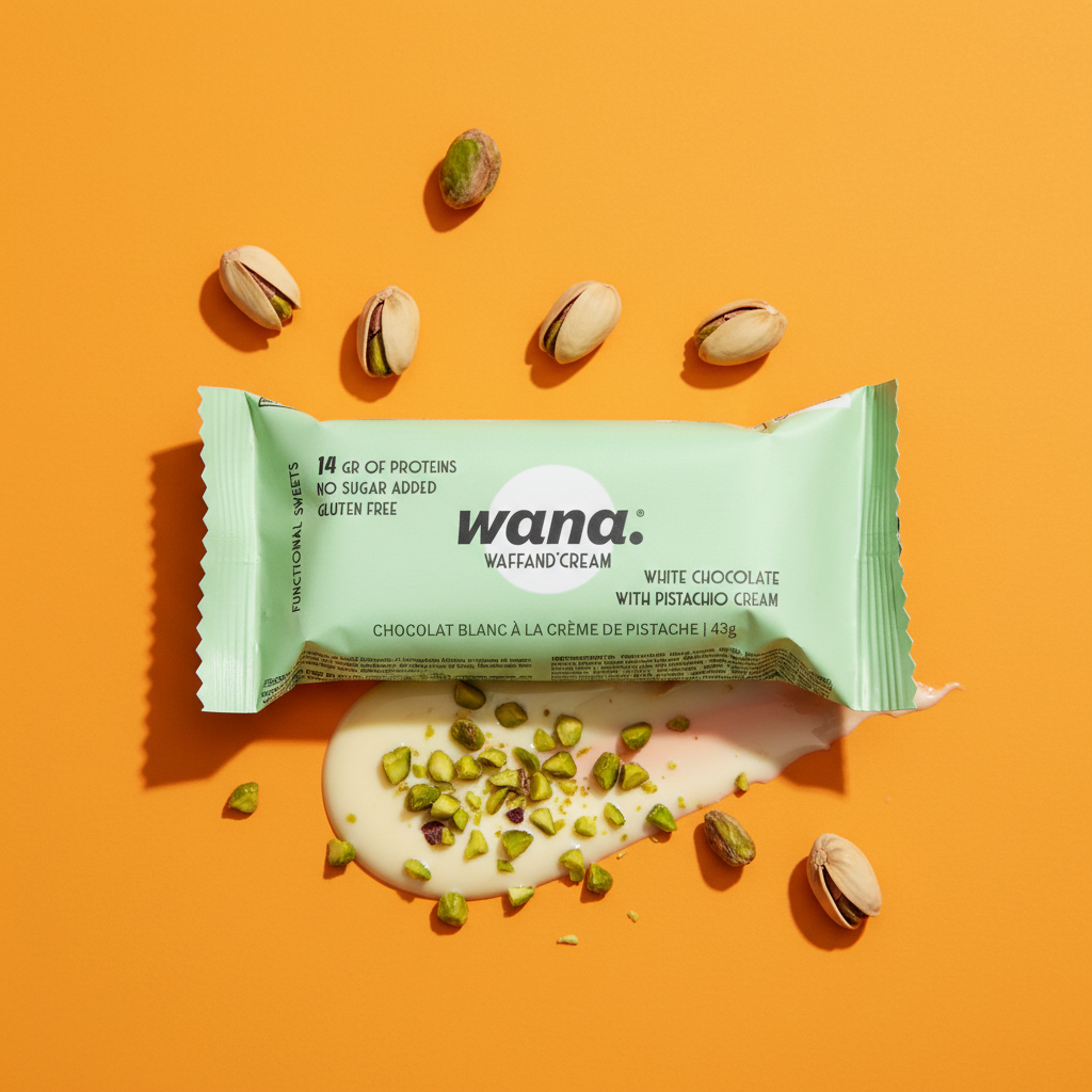 Proteïnewafel | Witte chocolade & pistachecrème | Zonder toegevoegde suiker, glutenvrij