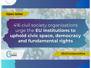 We support the open letter initiated by Civil Society Europe to Presidencies of the Council of the European Union, as well as the Presidents of the European Commission and the European Parliament