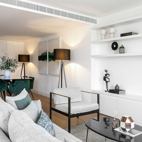 Sala de estar com home staging em Lisboa