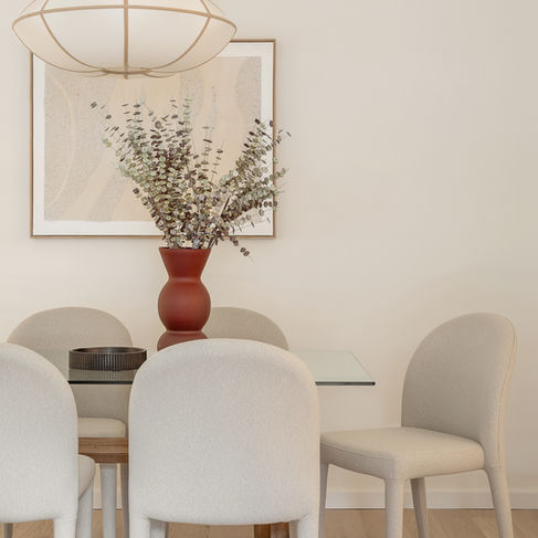 Mesa de jantar decorada e preparada com home staging