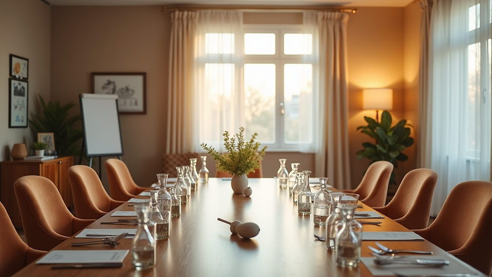 High angle view of a conference room set up for a wellness workshop