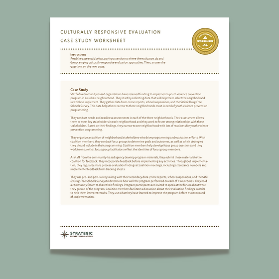 Culturally Responsive Evaluation Case Study Worksheet