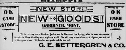 O.K. Cash Store Gardiner, G.E. Settergren