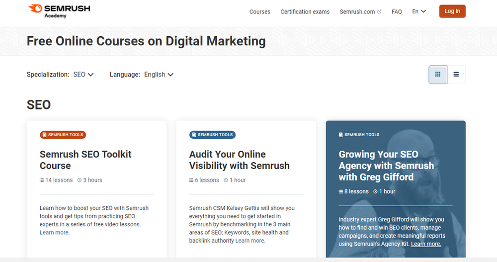 semrush seo courses