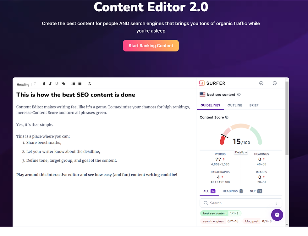 Surfer SEO Content Editor 2.0