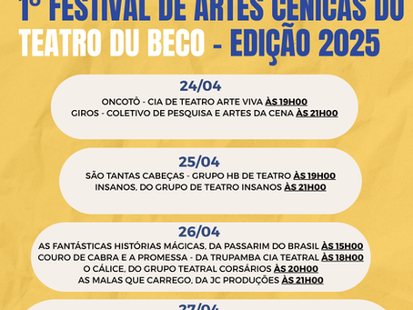 1° Festival de Artes Cênicas do Teatro Du Beco - Edição 2025
