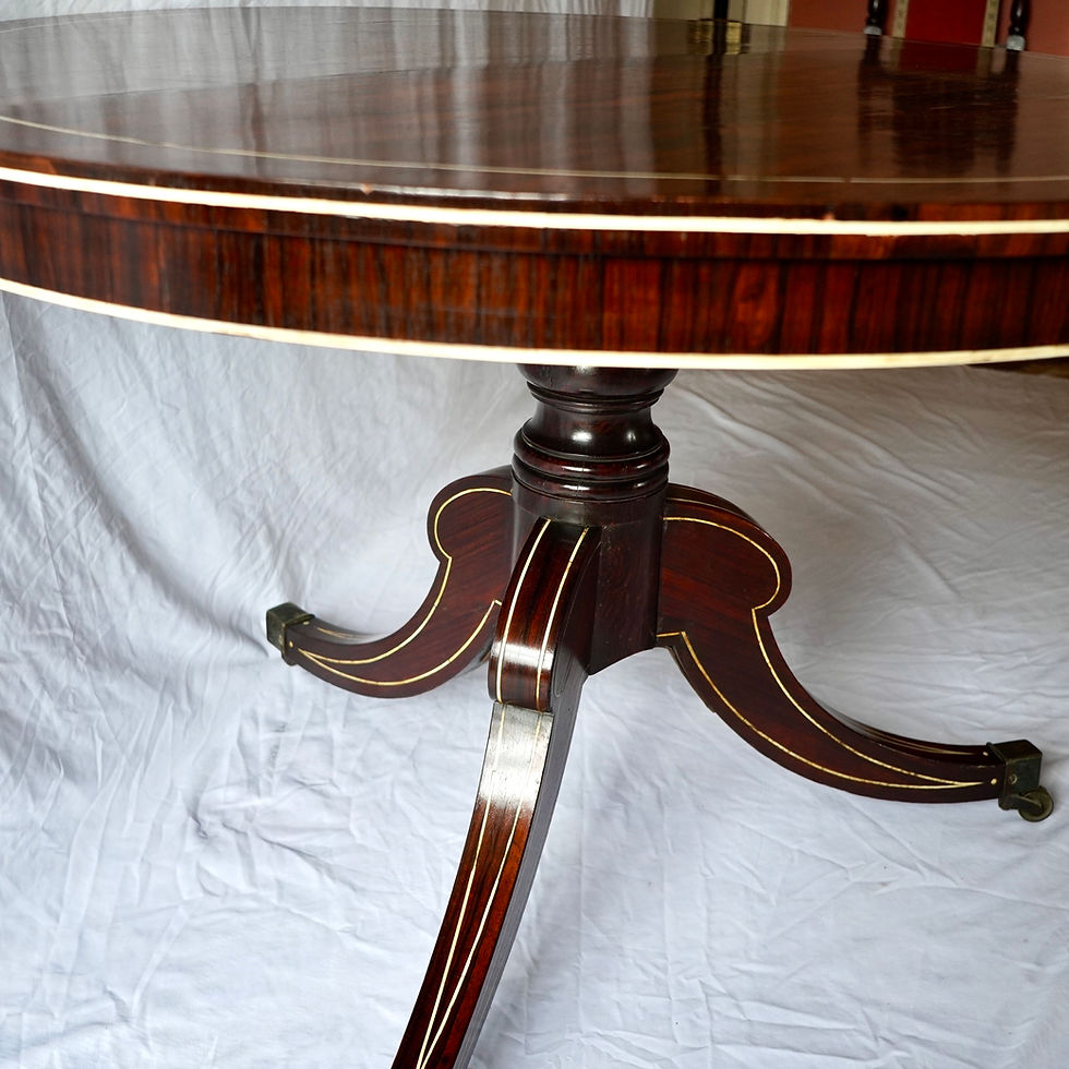 Thumbnail: Fine Regency Rosewood and Ivory Inlaid Circular Tilt-Top Centre Table
