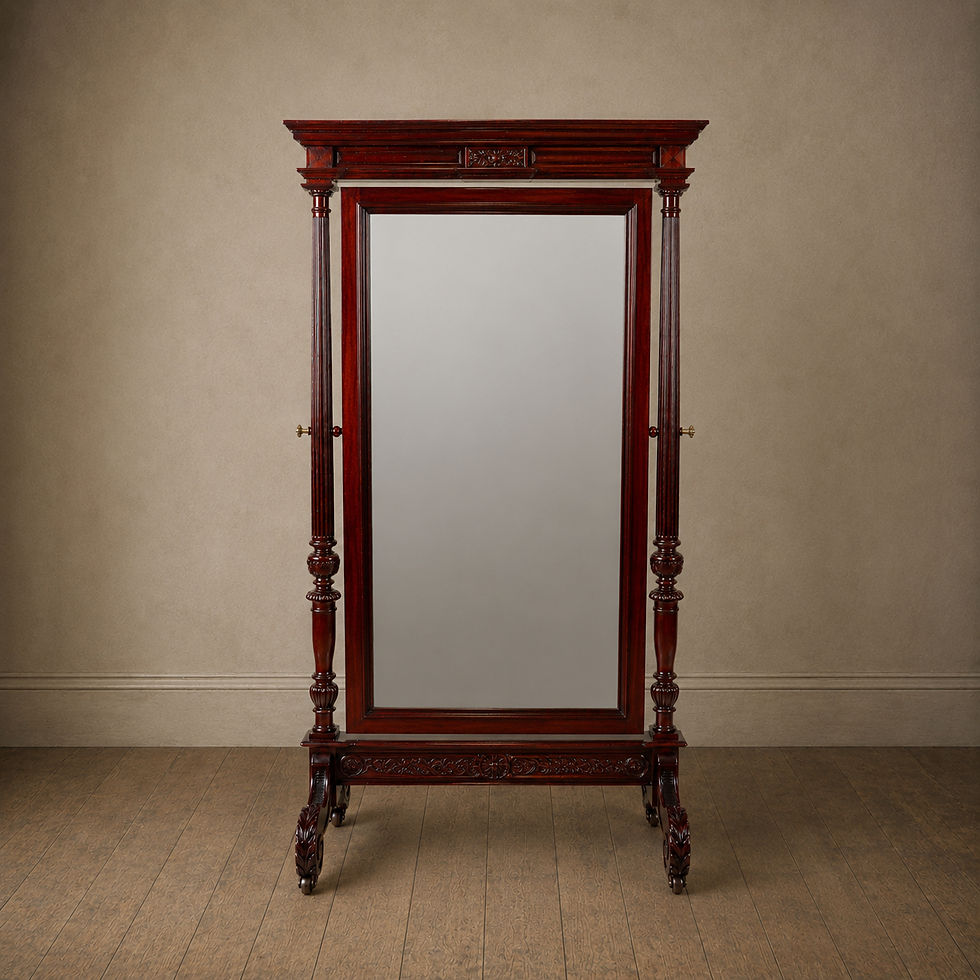 Thumbnail: Large Regency Style Mahogany Cheval Dressing Mirror