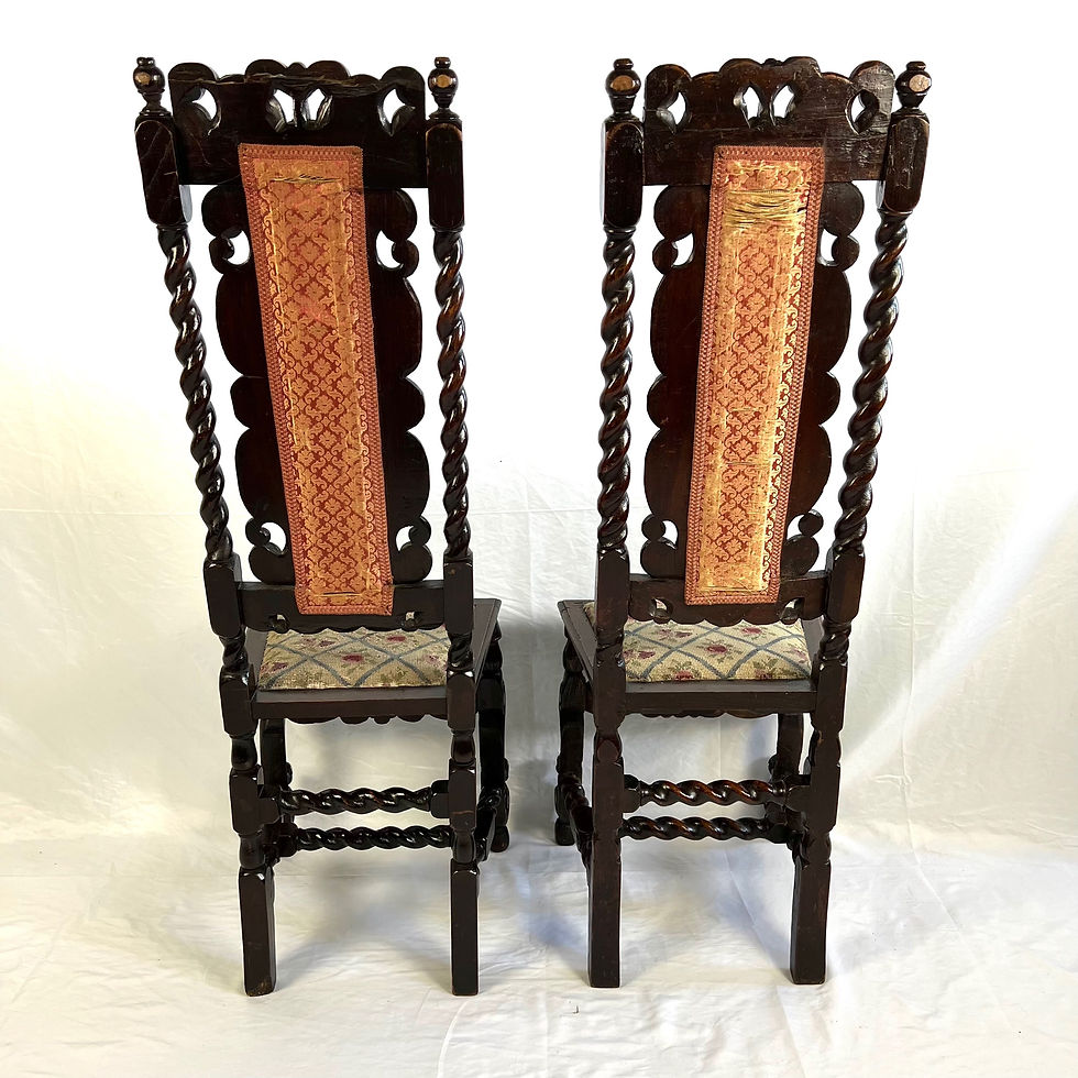 Thumbnail: Pair of Queen Anne style carved walnut occasional chairs