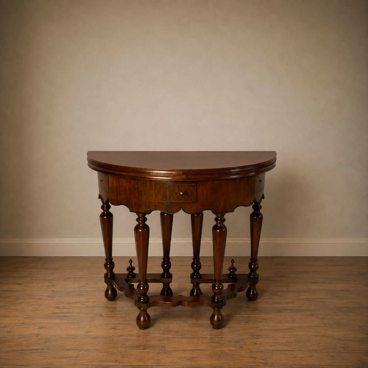 Victorian Figured Walnut Folding Card Table, W.F. Greenwood & Sons York
