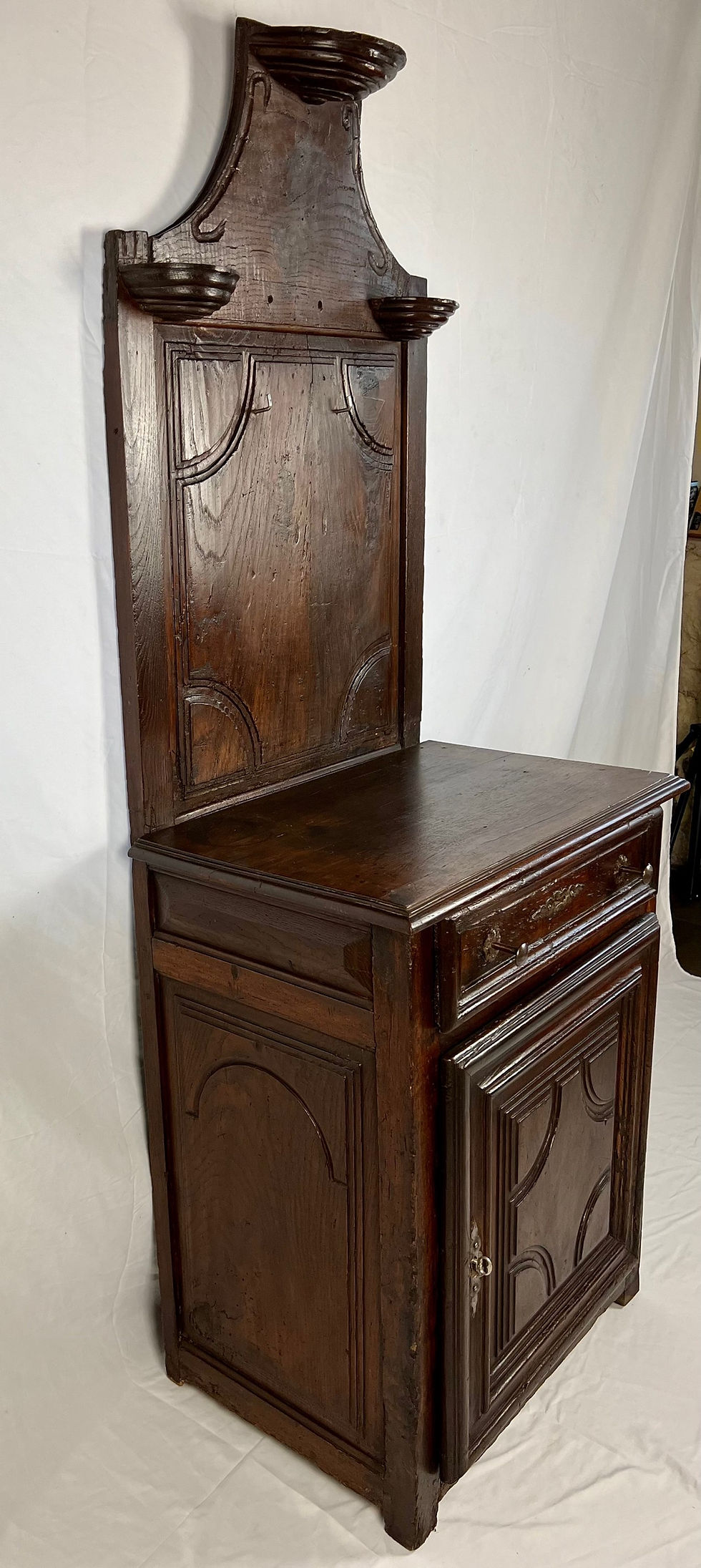Thumbnail: 18th century French chestnut pewter buffet/washstand
