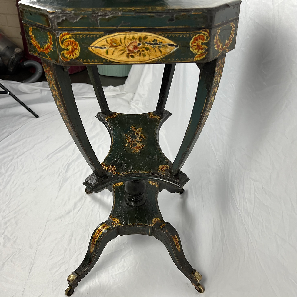 Thumbnail: Regency gilt painted sewing/ occasional table