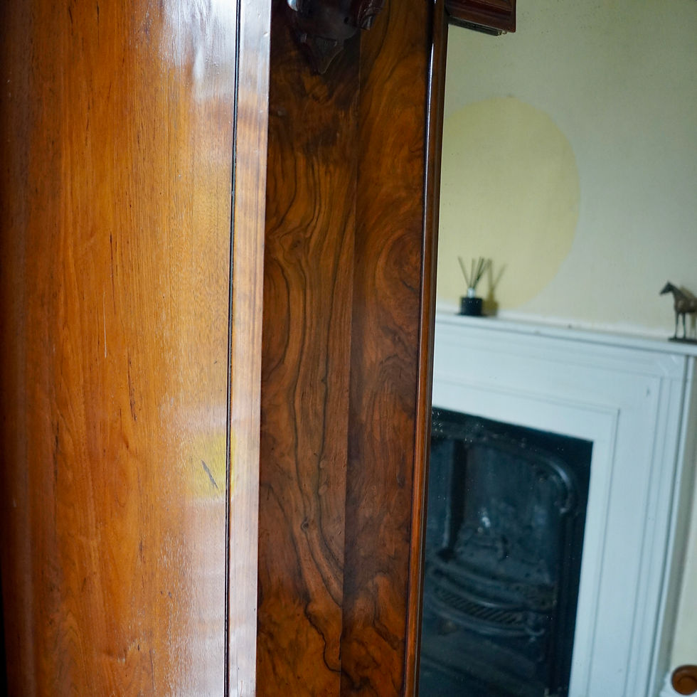 Thumbnail: Victorian Figured Walnut Single Mirrored Wardrobe